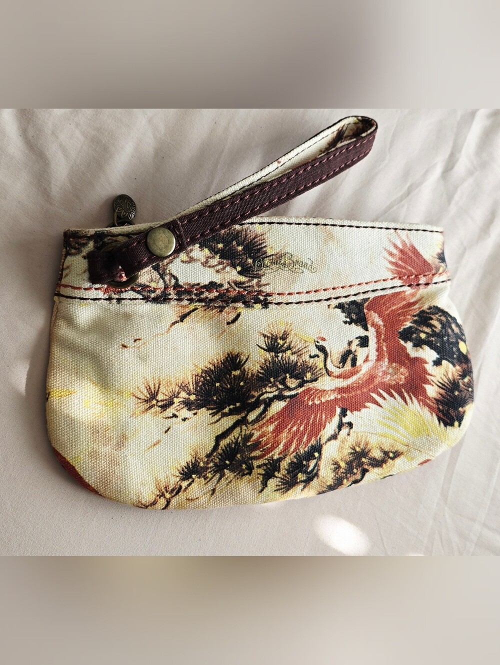 NWOT! Lucky Brand Vintage Inspired Canvas Crane Pouch Wristlet